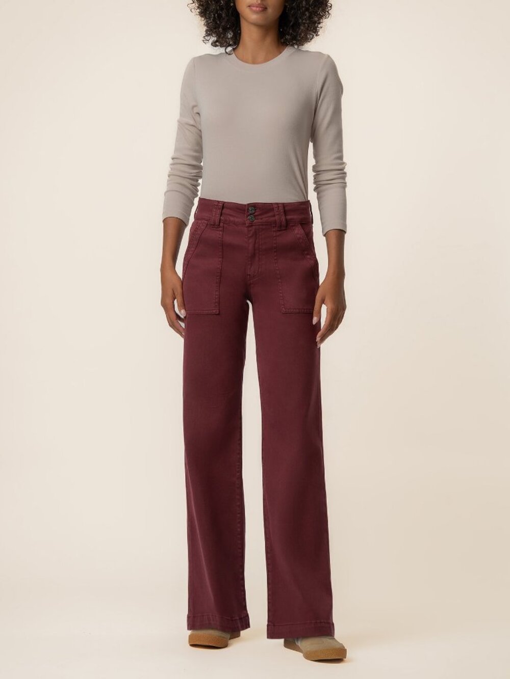 Jodi Twill High Rise Straight Leg in Claret Jodi Twill High Rise Straight Leg in